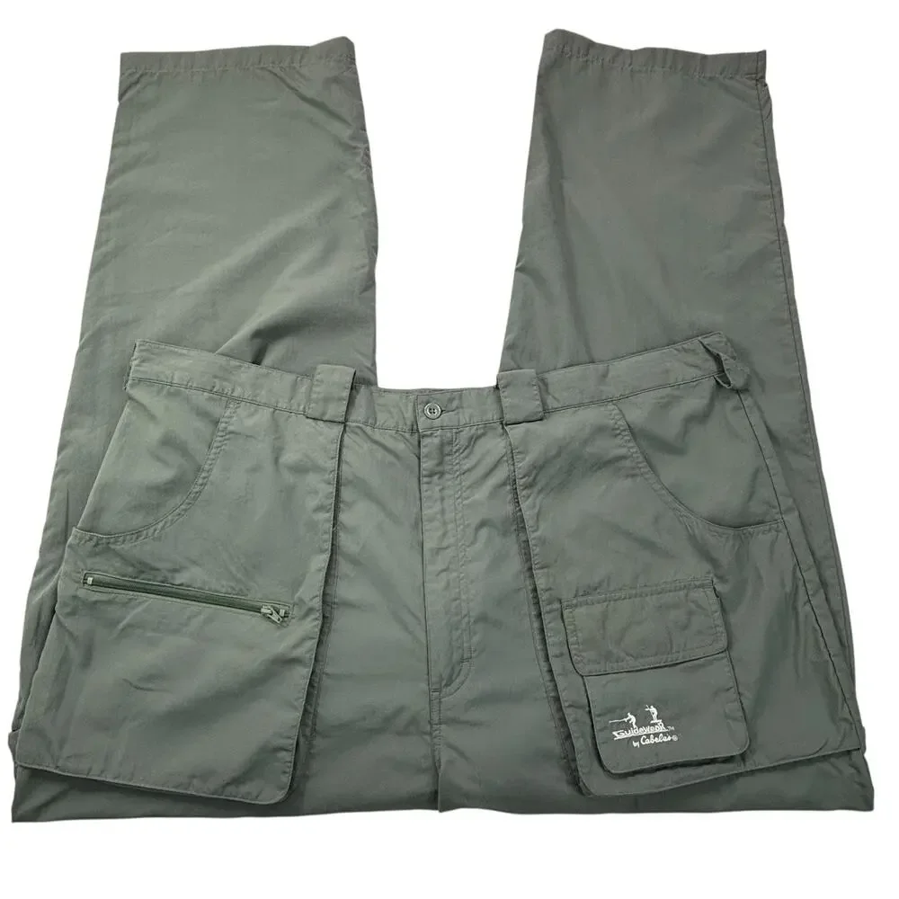 Cabelas Guidewear Convertible Zip Off Pants Men XL Green Fishing Camping Hiking‎